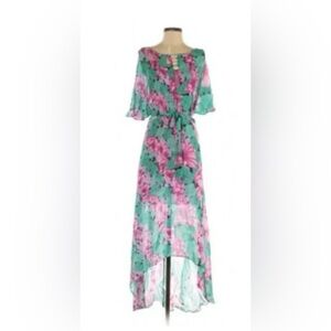 Anthropologie Leifnotes Hibiscus Floral Dare High Low Dress
